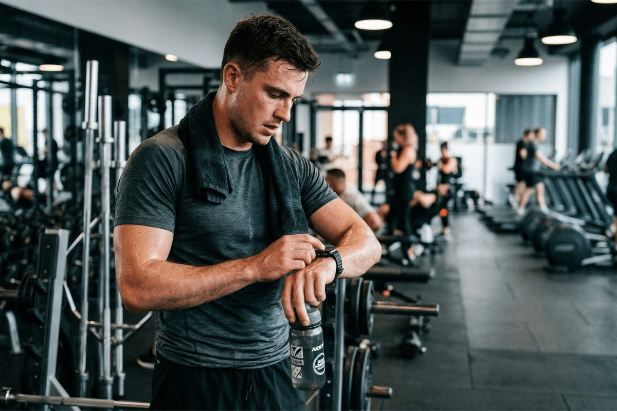 Sporter traint in een moderne sportschool — gastvrijheid begint bij het eerste contact